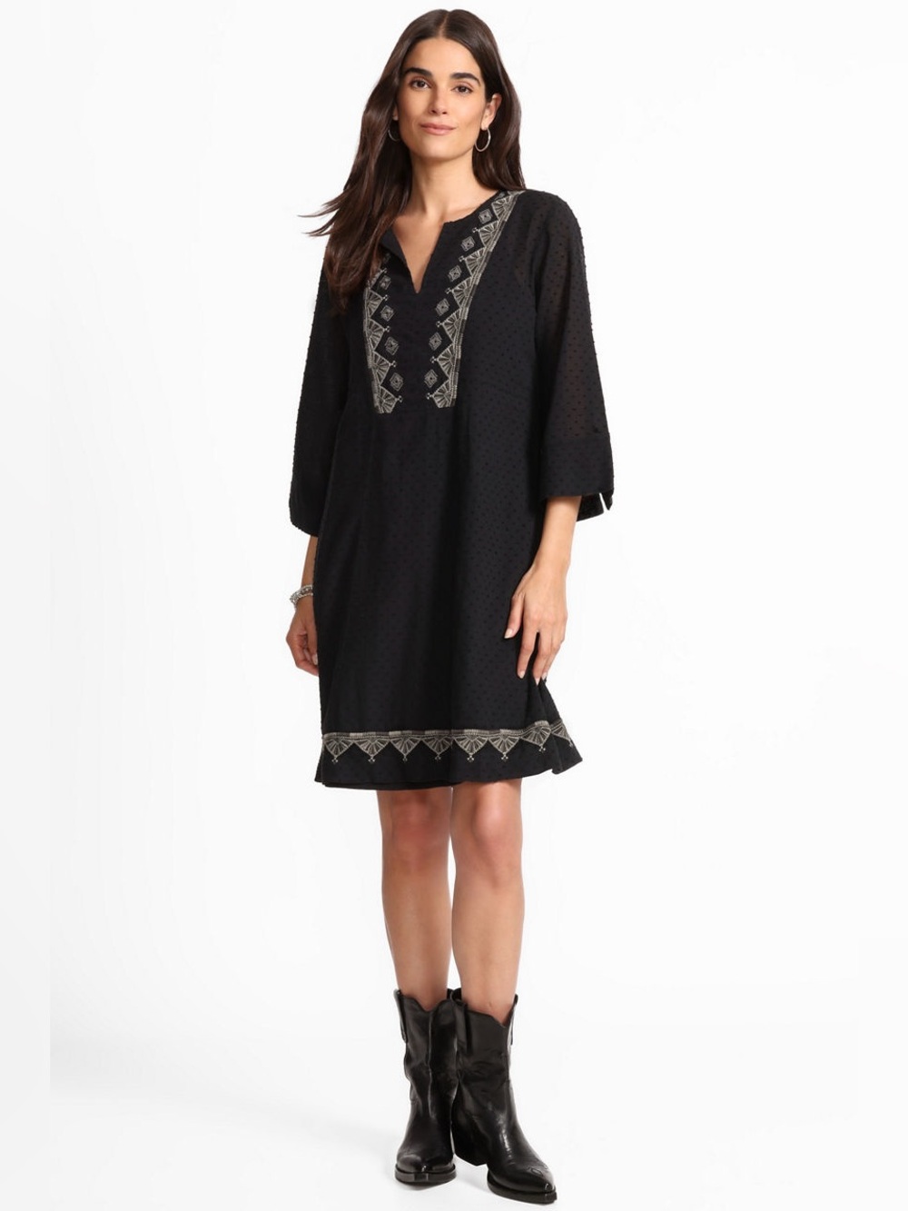 NWT - Calme Johnny Was Dobby Princess Seam Dress in Black Beauty - Size XL